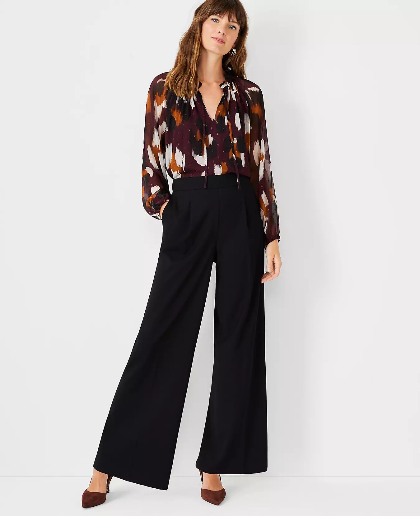 The Petite High Waist Pull On Wide Leg Pant | Ann Taylor (US)