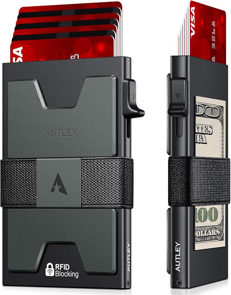 AUTLEY Slim Card Holder, Minimalist Pop Up Wallet for Men, RFID Blocking Mens Wallet with Cash Ba... | Amazon (US)