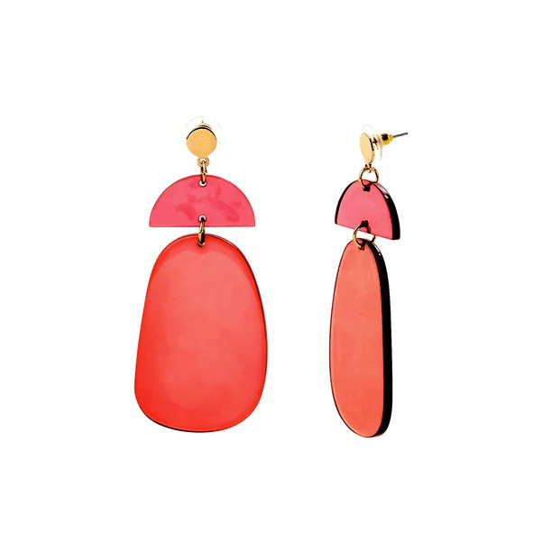 Scoop Women’s 14K Gold Flash-Plated Translucent Pink Resin Statement Earrings - Walmart.com | Walmart (US)