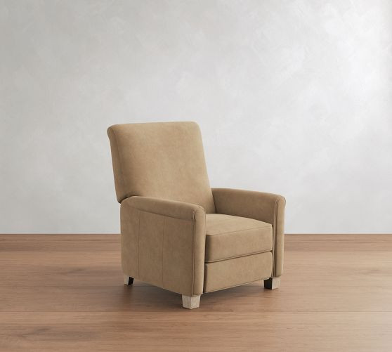 Irving Roll Arm Leather Manual & Power Recliner | Pottery Barn (US)