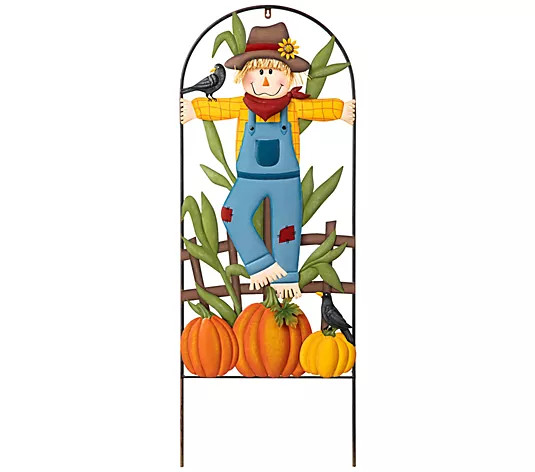 Glitzhome 41.75"H Fall Metal Arch Scarecrow Yar d Stake - QVC.com | QVC