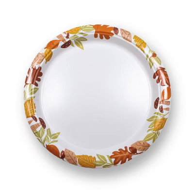 10ct 10" Thanksgiving Paper Party XL Plate Wreath | Target