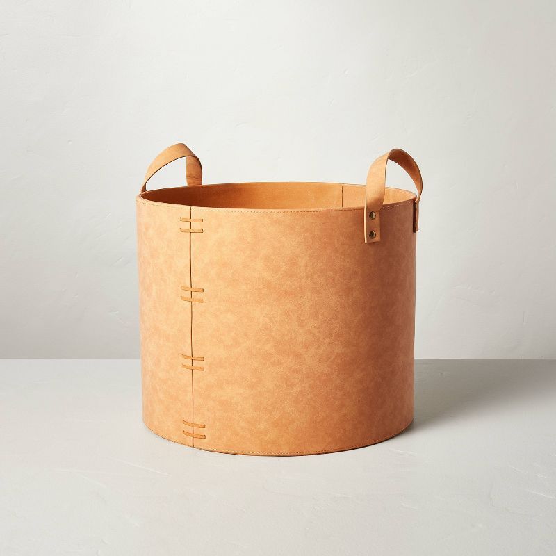 Faux Leather Storage Bin Camel Brown - Hearth & Hand™ with Magnolia | Target