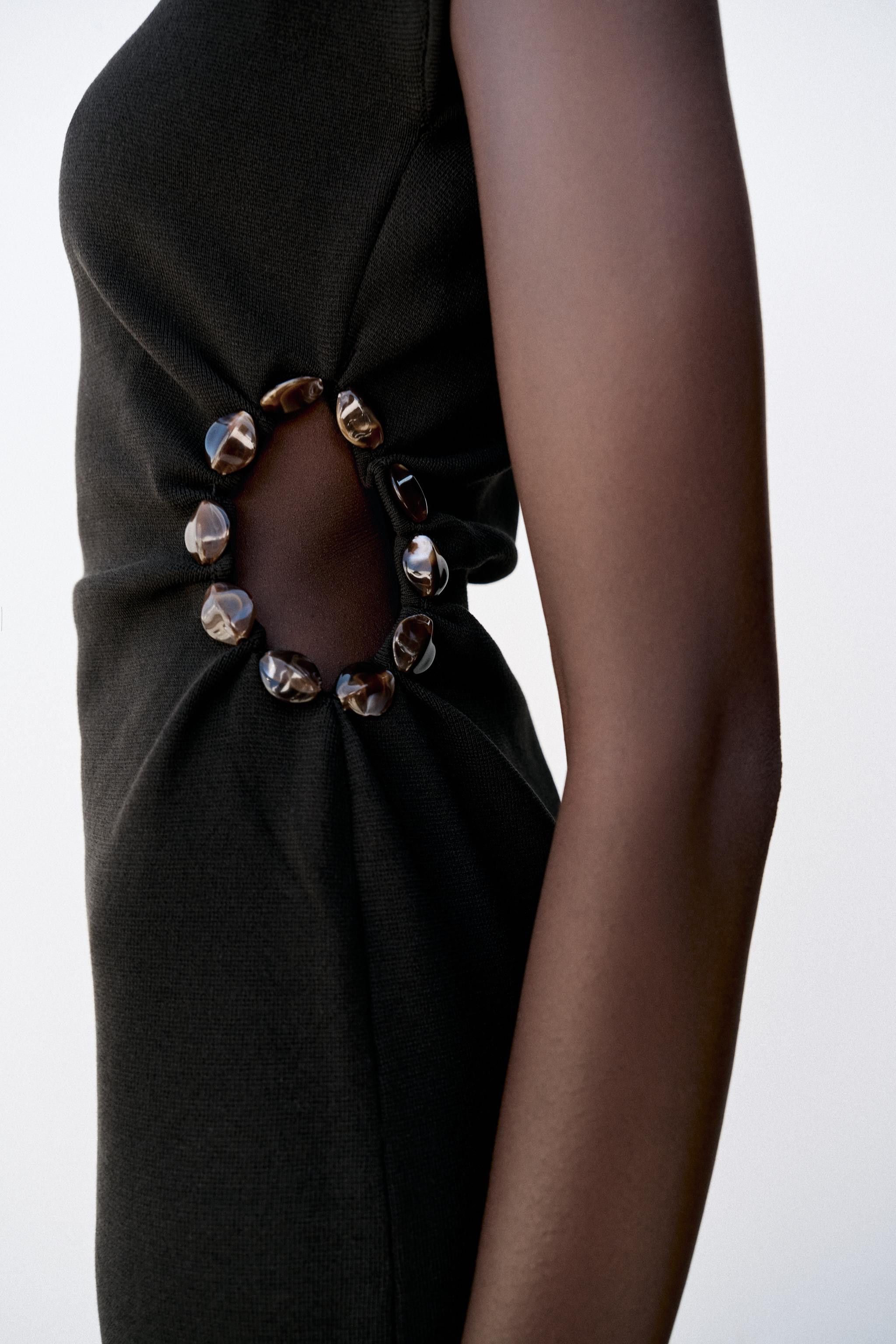 BEADED CUT-OUT KNIT DRESS | Zara US