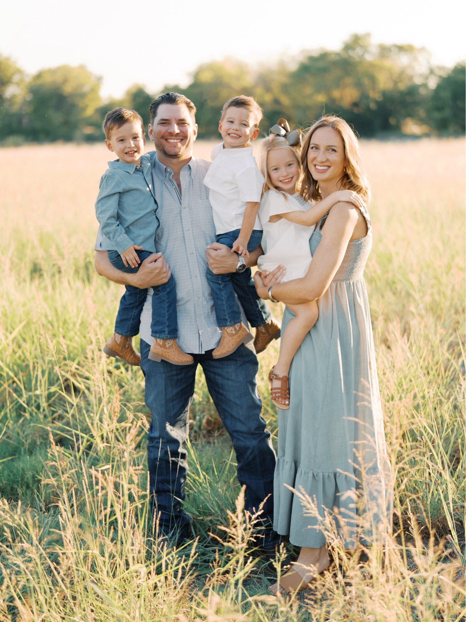 family photo outfits in sage green, chambray, and cream

#LTKFindsUnder50 #LTKFamily #LTKKids