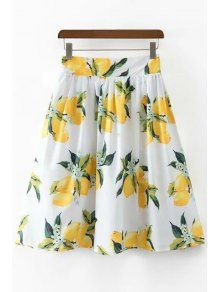 Lemon Print High Waisted A Line Skirt | ZAFUL (Global)