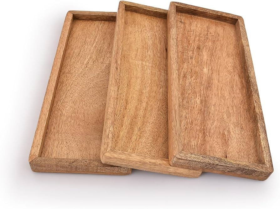 Samhita Mango Wood Serving Platter with Raised Edge -Set of 3 for Display Fruit Snacks Appetizer ... | Amazon (UK)