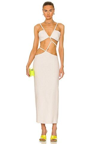 Christopher Esber Cross Bandeau Tie Midi Dress in Bone | FWRD | FWRD 