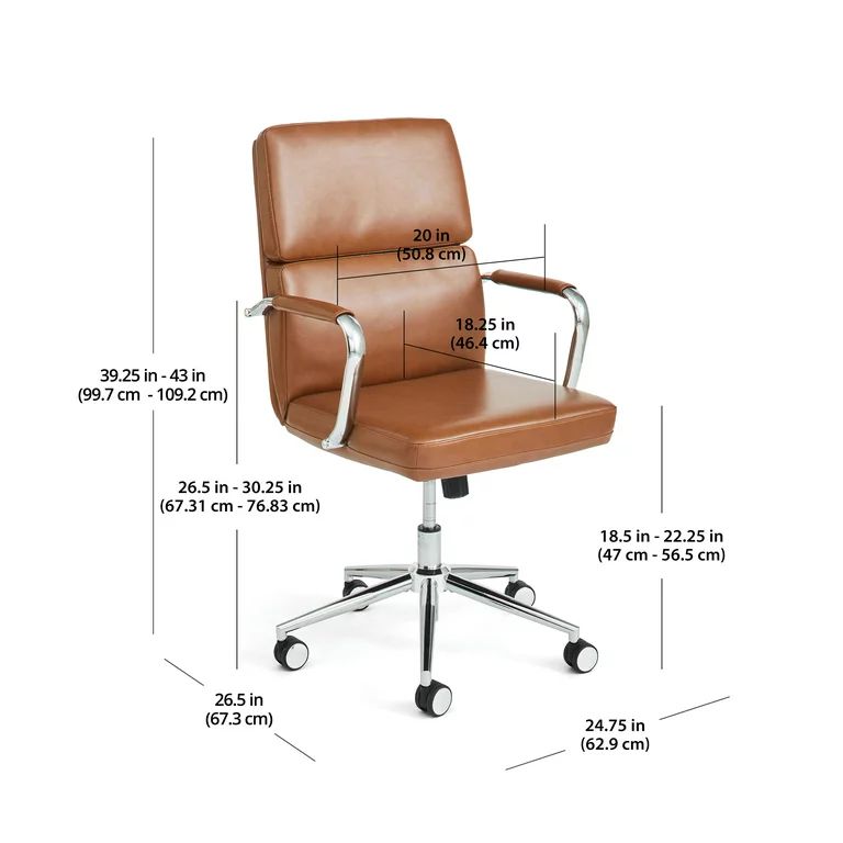 Better Homes & Gardens Swivel Office Chair, Faux Leather, Upholstery, Brown - Walmart.com | Walmart (US)