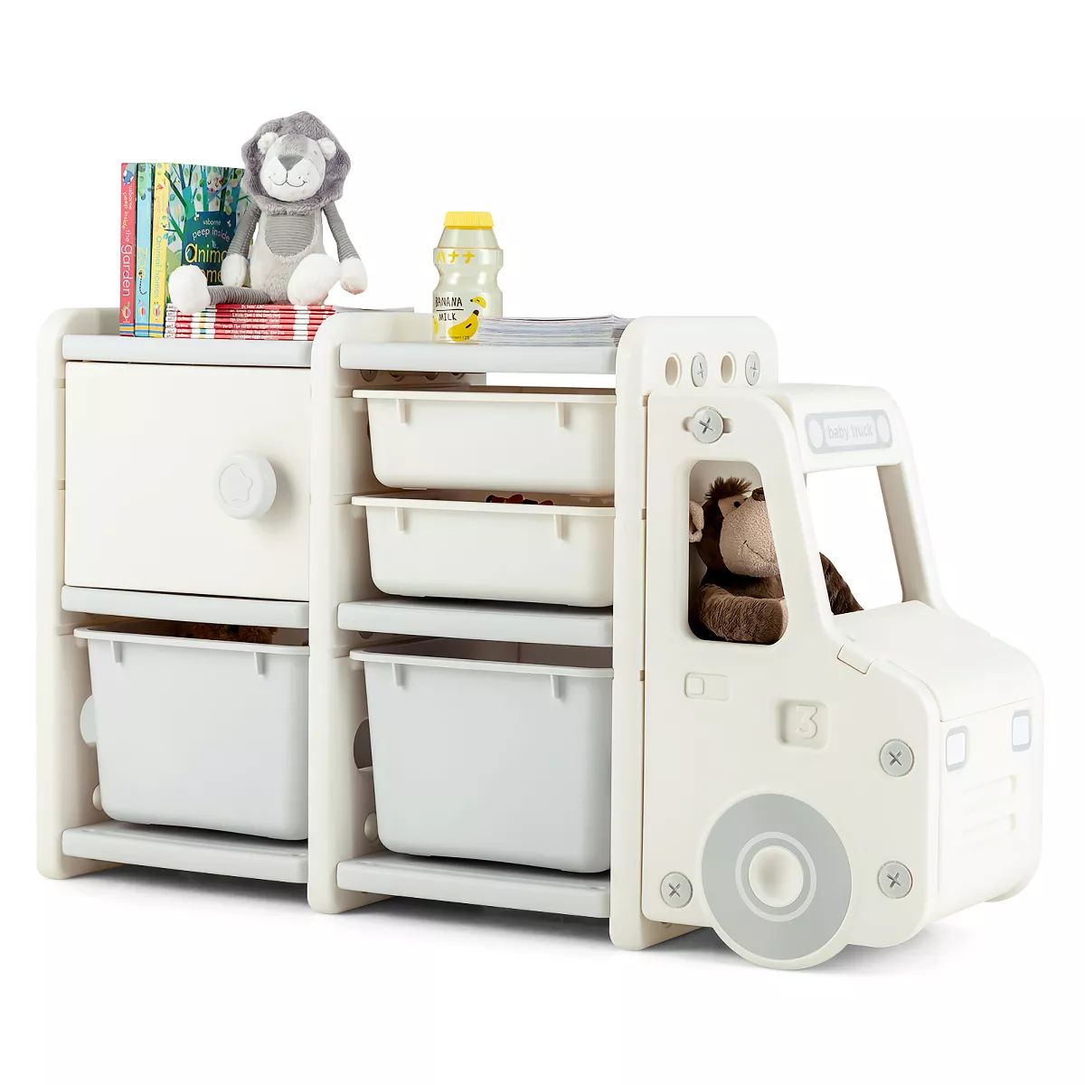 Costway Kids Toy Storage Organizer Toddler Playroom Furniture w/ Plastic Bins Cabinet | Target