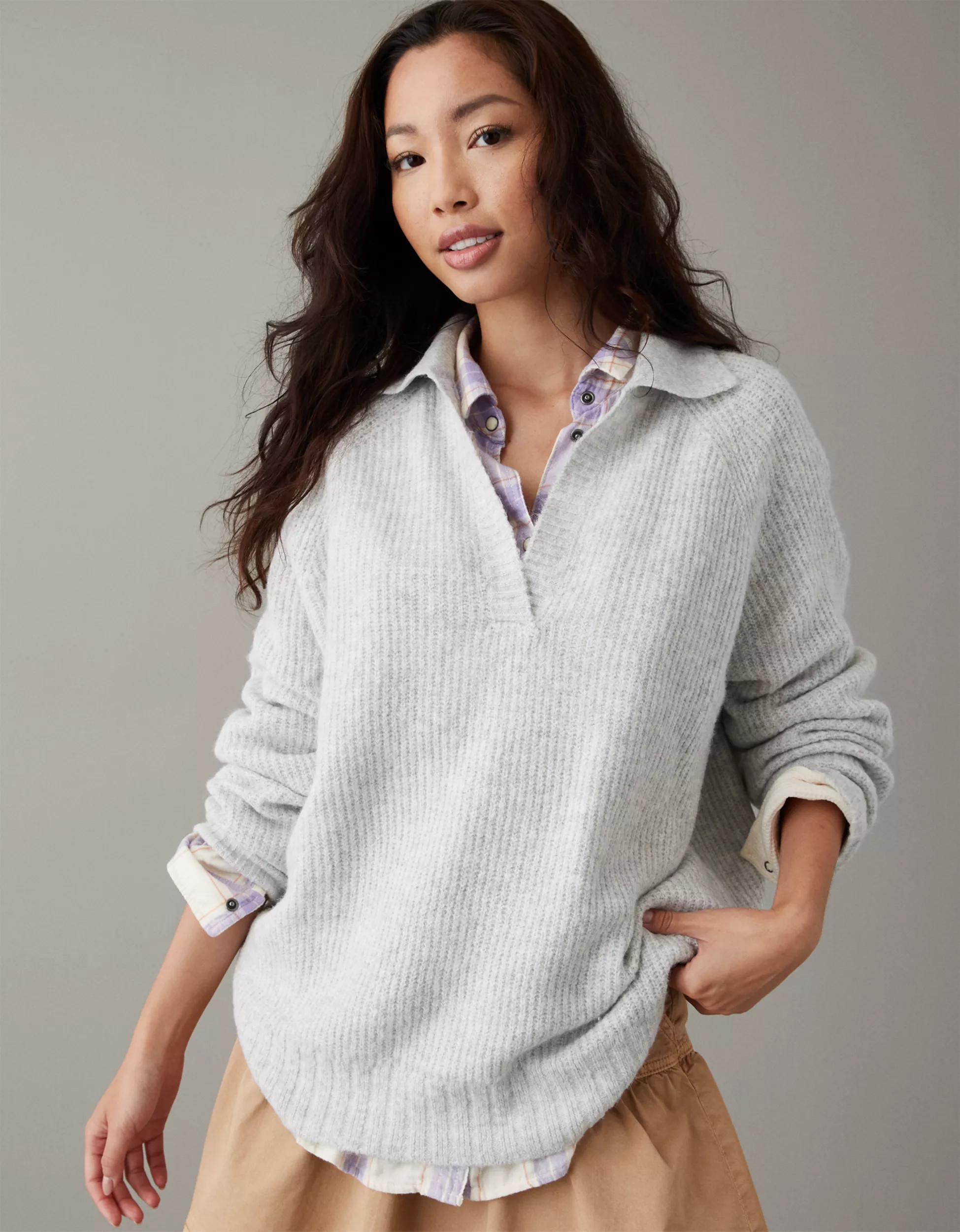AE Oversized Collared Sweater | American Eagle Outfitters (US & CA)