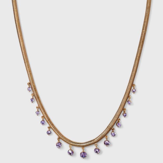 16" Snake Chain with Pierced Stones Necklace - A New Day™ | Target
