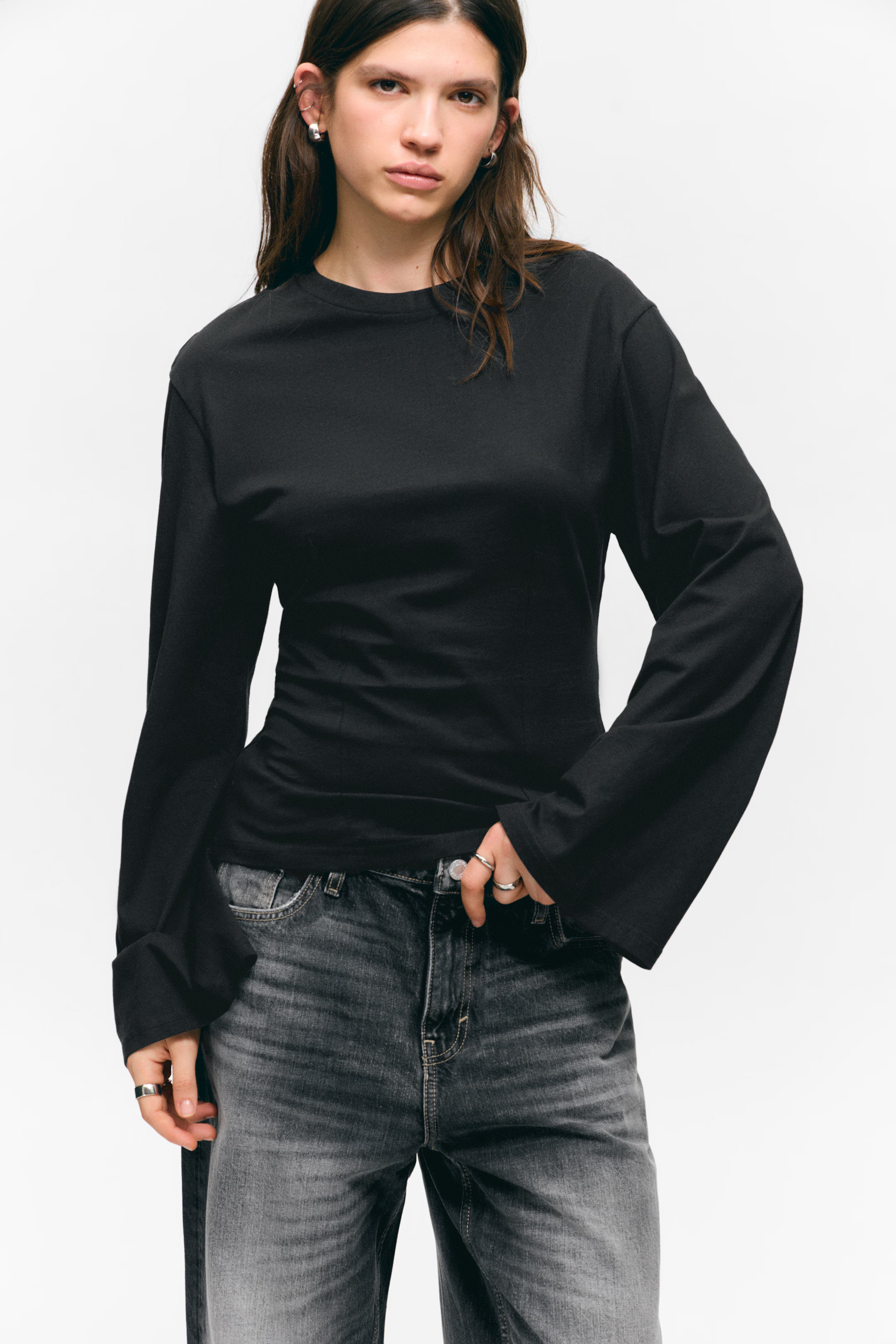 Fitted Long-Sleeved Top | H&M (UK, MY, IN, SG, PH, TW, HK)