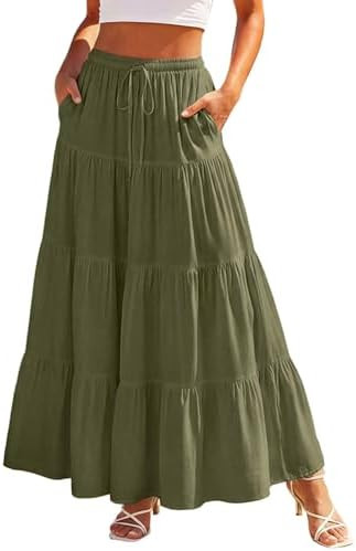 Scarlet Darkness Long Skirts for Women Flowy Boho Tiered Renaissance Maxi Skirt with Pockets | Amazon (US)