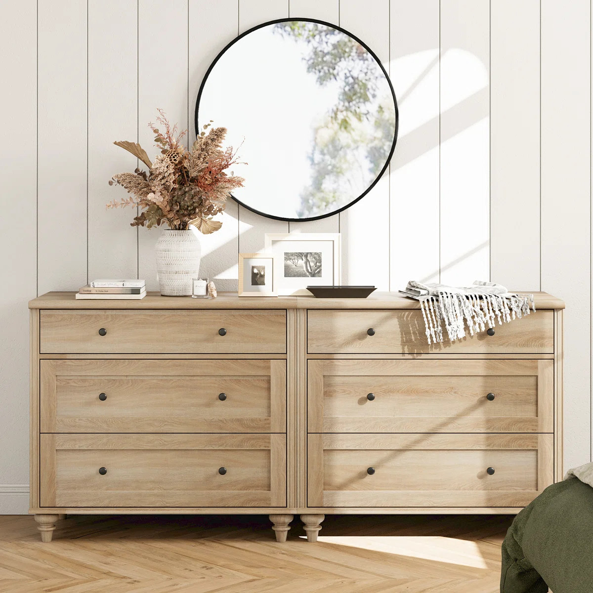 Scarlett Dresser For Bedroom With 6 Drawers, Mid Century Modern Wooden Closet Storage Organizer | Wayfair North America