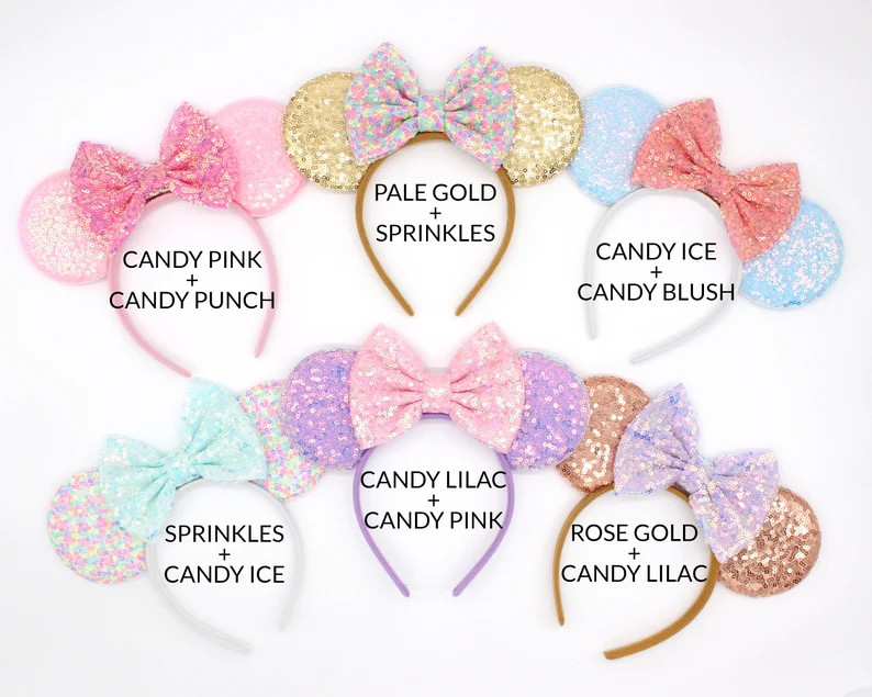 Mouse Ears 500 Colors Rose Gold Mouse Ears Black Sequin Mouse Ears Candy Color Mouse Ears Choose ... | Etsy (US)