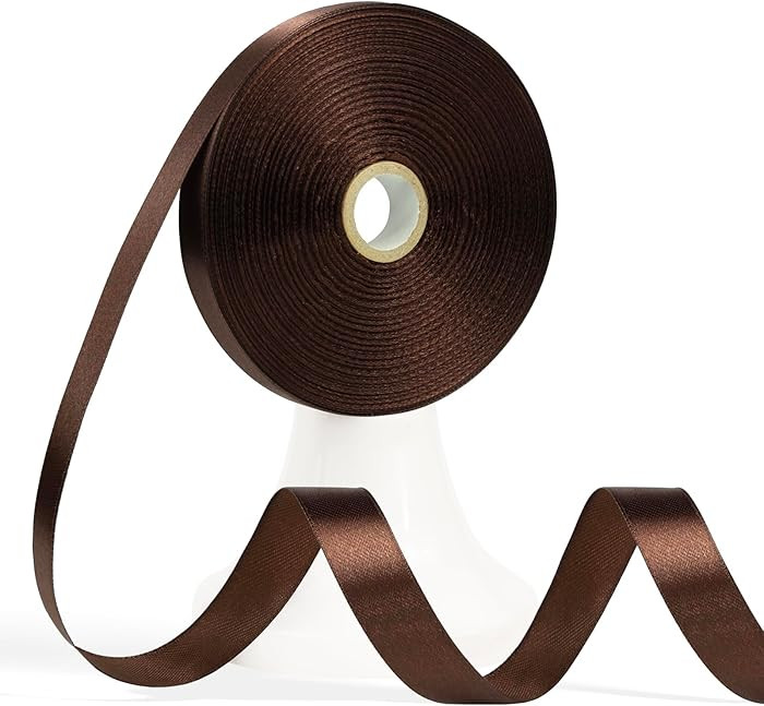 60 Yards Brown Ribbon 5/8 Inch, Solid Brown Satin Ribbon for Gift Wrapping, Crafts, Flower Bouque... | Amazon (US)