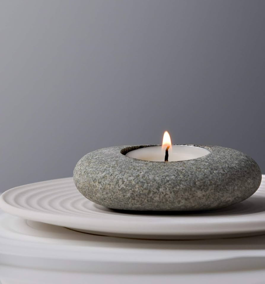 ICNBUYS Handmade Pebble Tea Light Candle Holder Handcrafted Tealight Holder for Zen Garden, Altar... | Amazon (US)