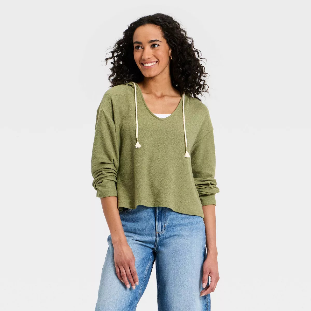 Women's Beach Hoodie Pullover Sweatshirt - Universal Thread™ Olive Green M | Target