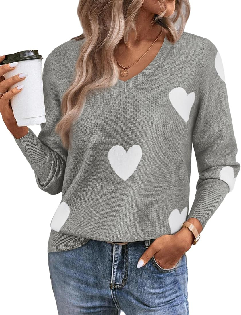 Women's Spring Sweaters 2025 Casual Thin Long Sleeve Pullover V Neck Lightweight Sweatshirts Cute... | Amazon (US)
