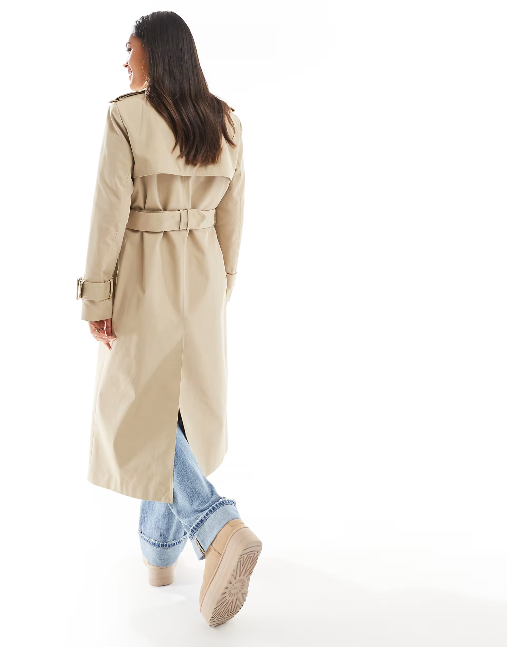 Mango premium longline trench coat in beige | ASOS (Global)