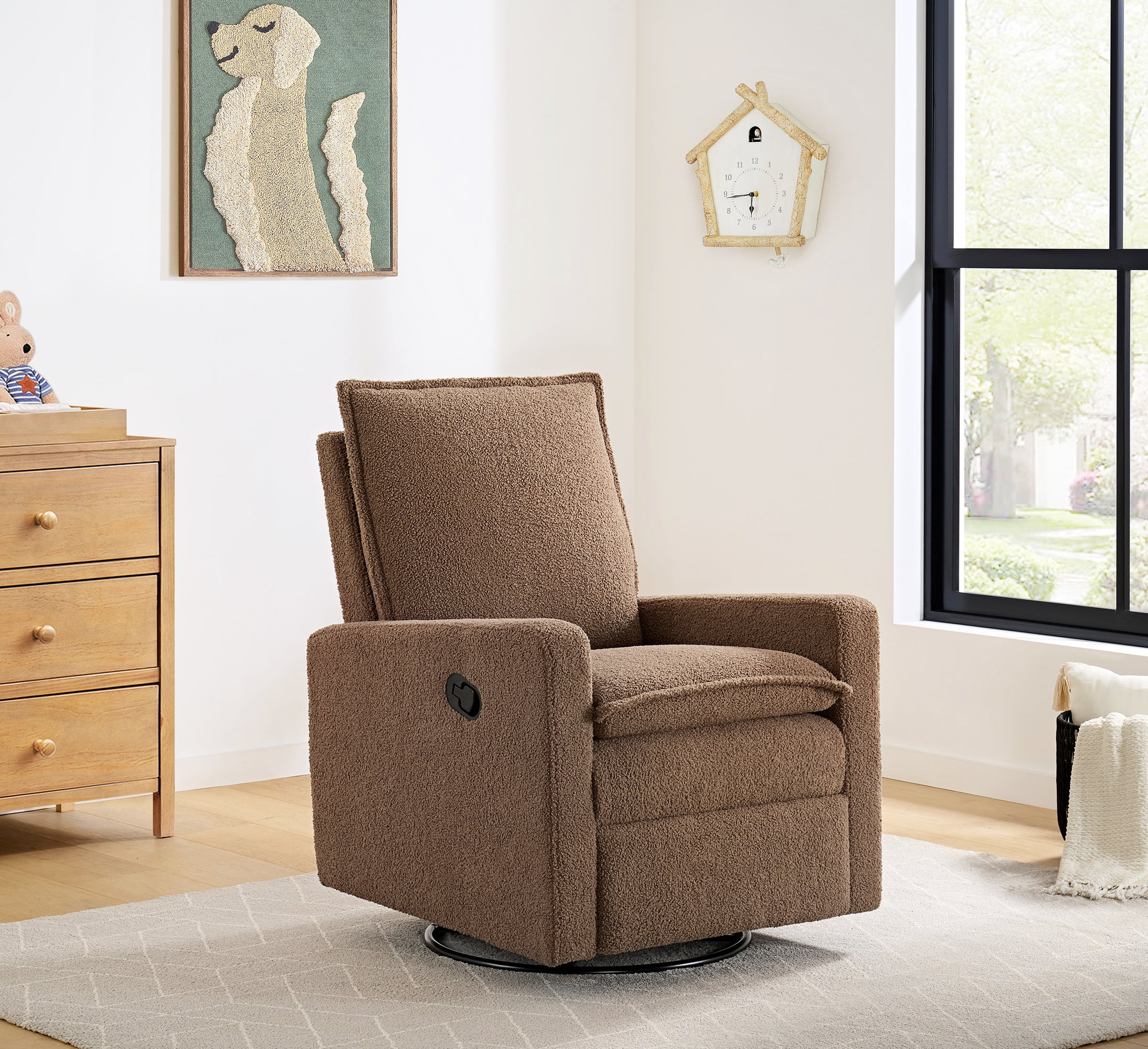 Soho Baby Coventry Upholstered Glider Recliner Rocking Chair 360° Swivel for Nursery and Living ... | Walmart (US)