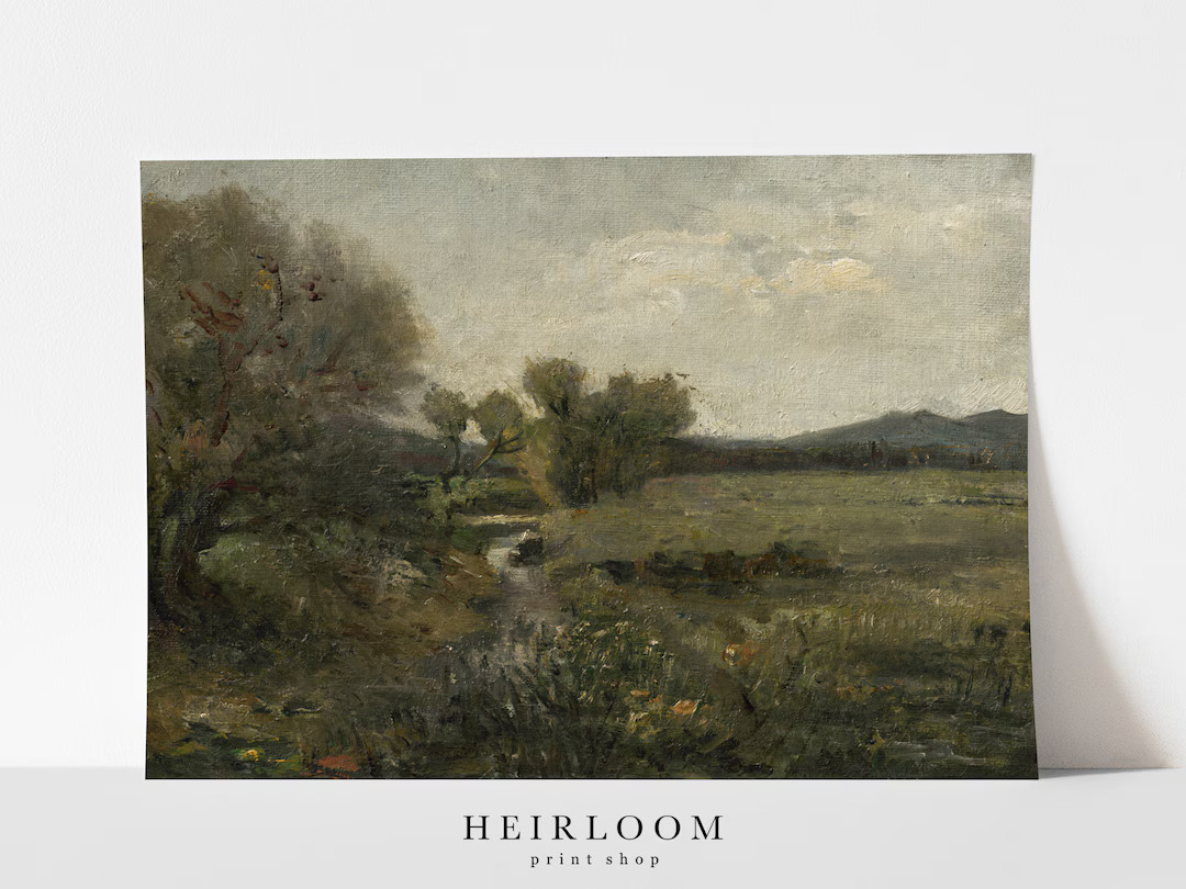 Landscape Print | Original Art | Antique Painting | MAILED PRINTS | Creek | Etsy (US)