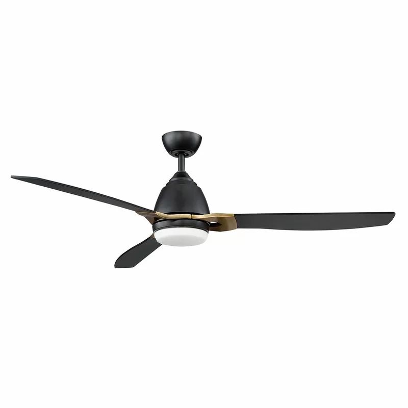 52" Amd 3 - Blade LED Propeller Ceiling Fan with Wall Control and Light Kit Included | Wayfair Professional