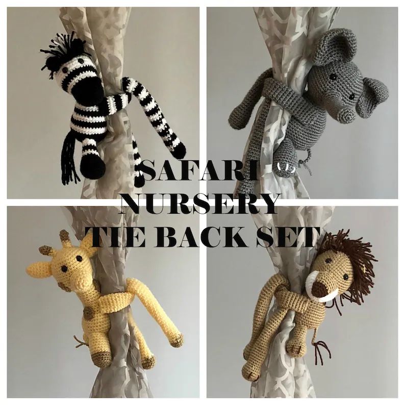 Nursery Curtain Tieback, Nursery Tie Back, Safari Nursery, Jungle Baby Room, Lion Hold Back, Elep... | Etsy (US)