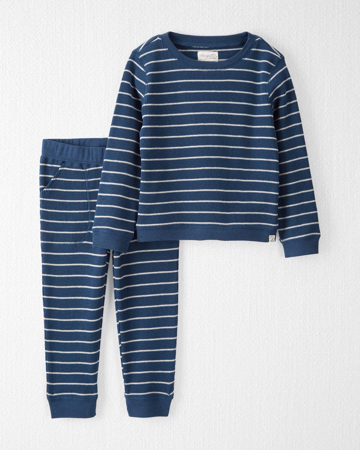 Toddler Waffle Knit Set Made With Organic Cotton in Stripes
 - Little Planet | Carter's | Carter's Inc
