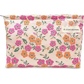 STARDW Floral Cosmetic Bags Makeup Bags for Women and Girls,Travel Makeup Bag Large Capacity Canv... | Amazon (US)