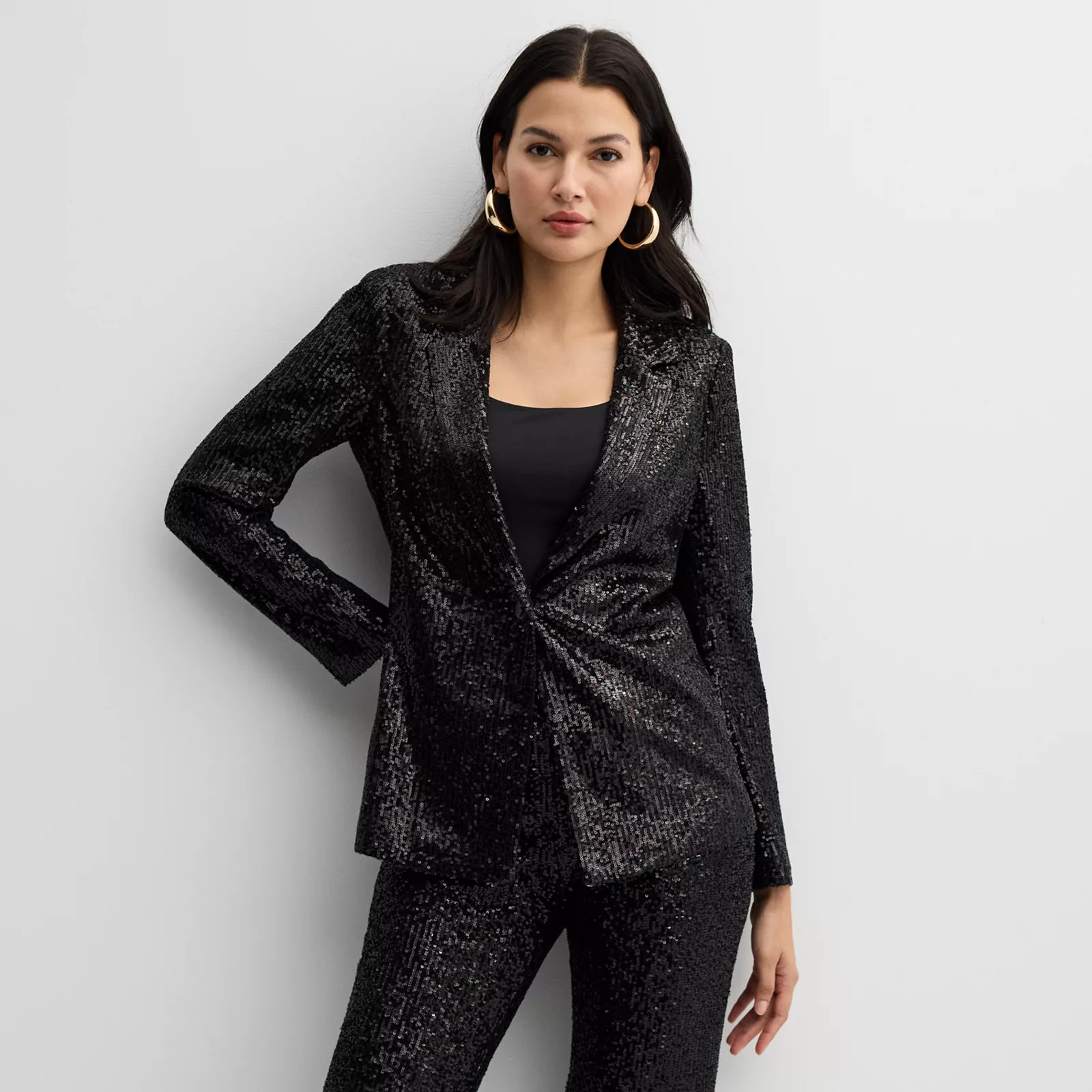 Women's Nine West Sequin Blazer, Size: XL, Black Sequin | Kohl's