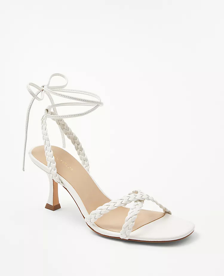 Leather Braided Ankle Wrap Sandals | Ann Taylor | Ann Taylor (US)