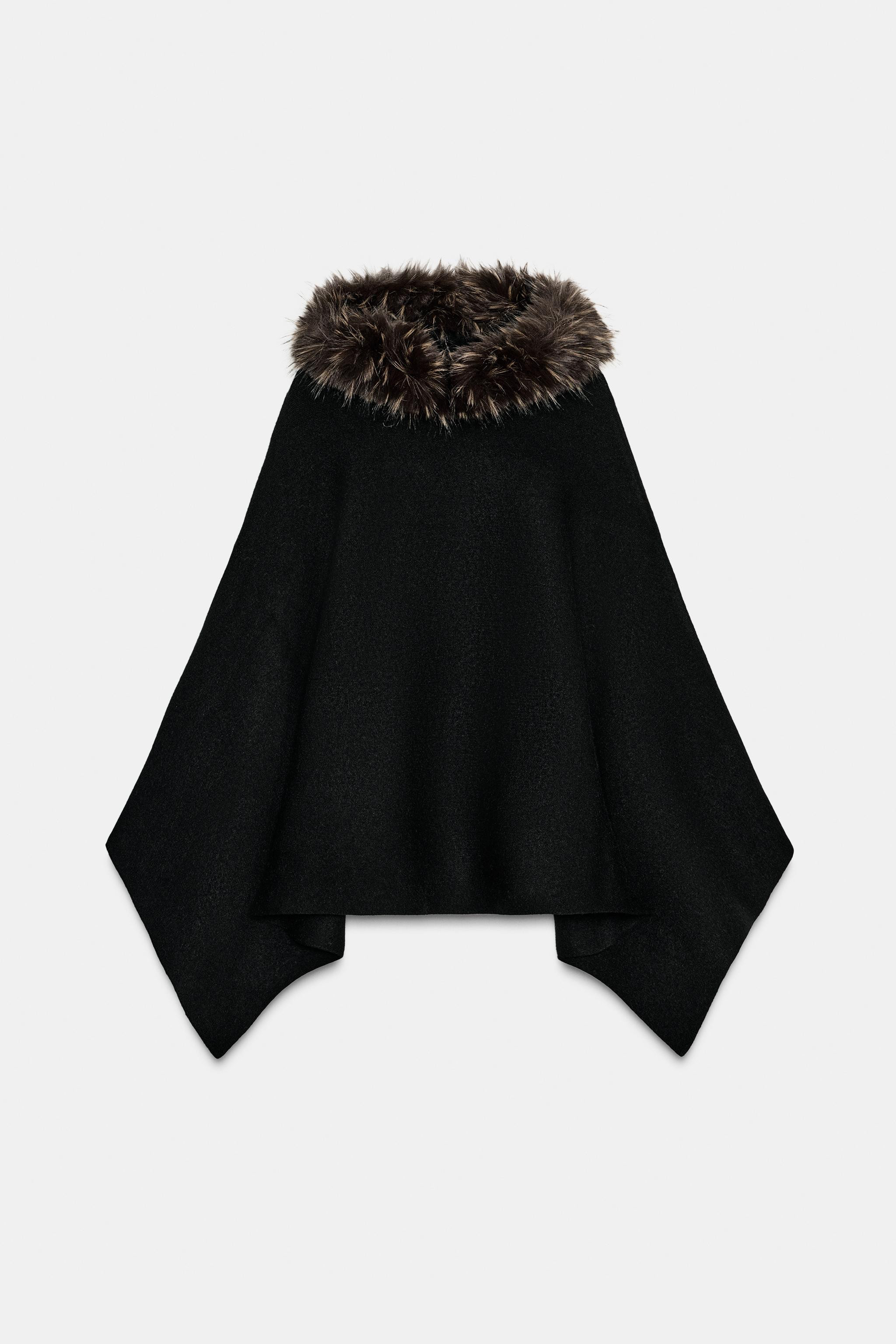 FAUX FUR KNIT CAPE | Zara US
