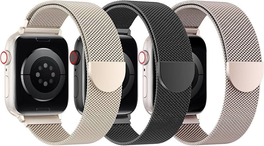 BELONGME 3 Pack Mesh Loop Compatible with Apple Watch Bands for Women Men 40mm 41mm 38mm 42mm 44m... | Amazon (US)