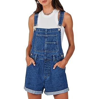ANRABESS Overalls for Women 2024 Summer Casual Loose Fit Adjustable Shorts Denim Overall Rompers ... | Amazon (US)
