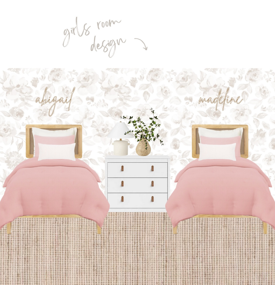 Girls room design, bedroom design, girls room ideas, kids bedding, kids room, twin beds, girls room, mood board, design board

#LTKstyletip #LTKhome