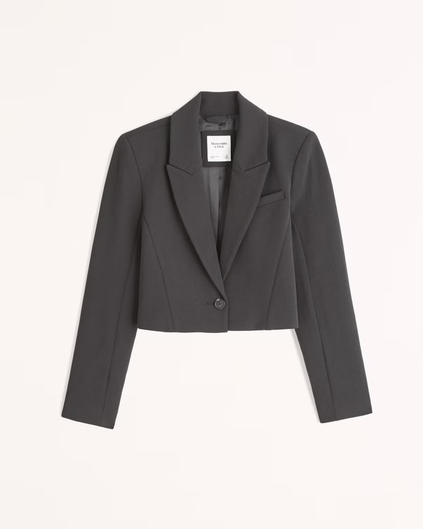 Cropped Premium Crepe Blazer | Abercrombie & Fitch (US)