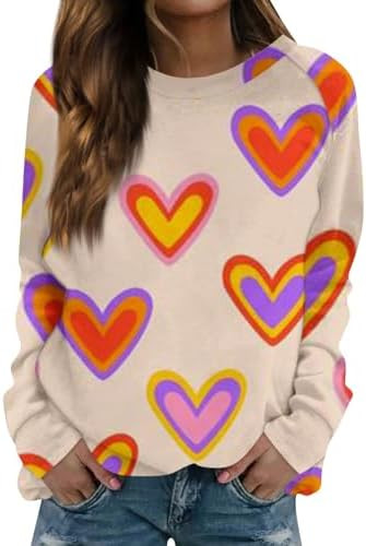Womens Valentines Crewneck Sweatshirts Cute Heart Sweater Casual Loose Fit Long Sleeve Pullover G... | Amazon (US)