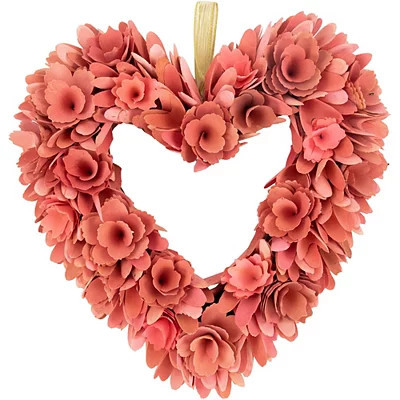 Wood Roses Heart Shaped Wreath, Pink, 14 | Kirkland's Home | Kirklands
