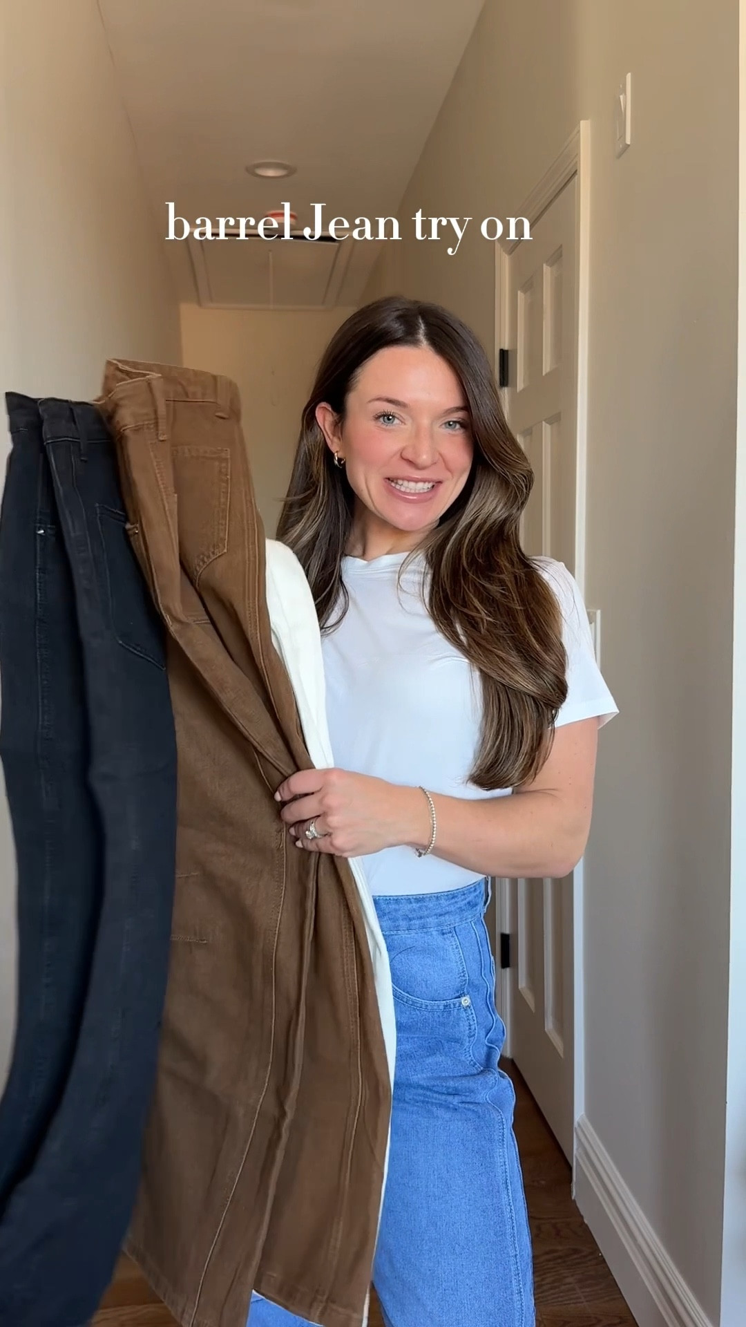 Amazon barrel jeans - multiple colors and under $50. 
Wearing a size small 
I’ve seen mixed reviews on the barrel style but I like them!! 

#LTKFindsUnder50 #LTKStyleTip #LTKWatchNow