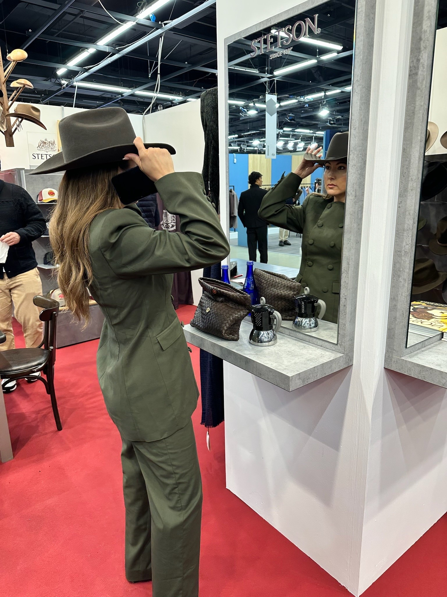 Naked Wardrobe Green Set Olive Power Suit - Double Breasted Shoulder Pads Jacket ON SALE + High Waisted Wide Leg Trousers + Stetson Cowboy Hat - Houston Rodeo Outfit / Workwear / Event OOTD / Rehearsal Dinner / Welcome Party / Work Party

#LTKPetite #LTKSaleAlert #LTKootd