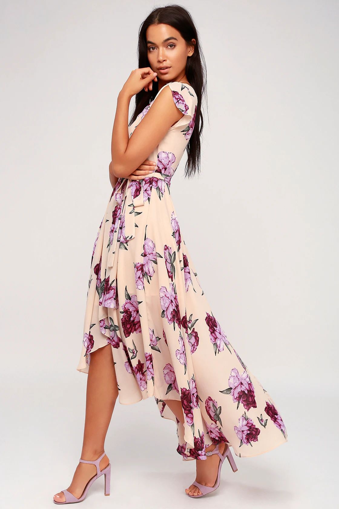 French Countryside Blush Floral Print High-Low Dress | Lulus (US)
