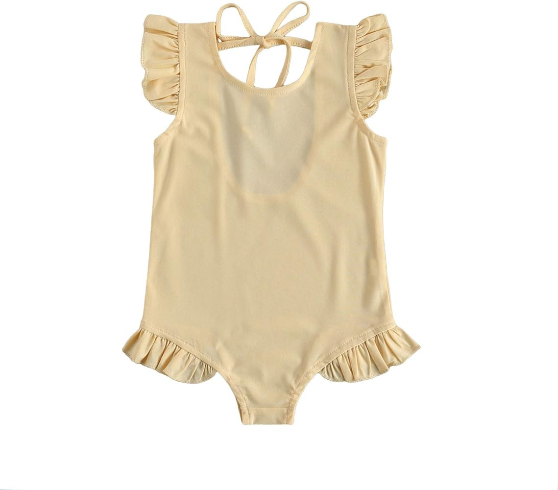 Baby Girls One Piece Swimsuit Zip Rash Guard Swimwear Ruffled Long Sleeve Bathing Suit | Amazon (US)
