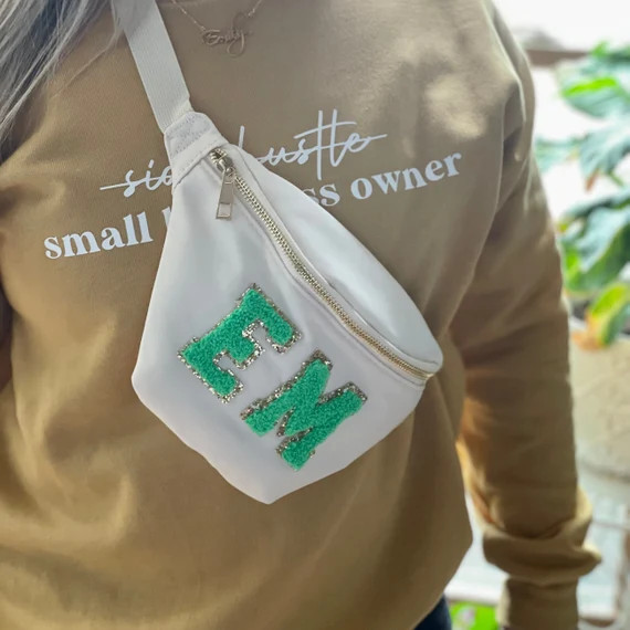 Fanny Pack with Glitter Varsity Letters | Etsy (US)