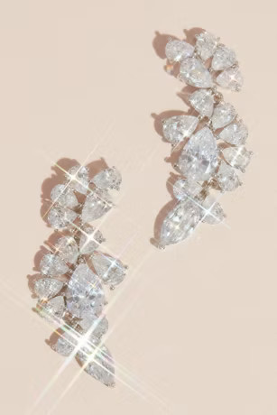Teardrop Crystal Encrusted Cluster Earrings | Davids Bridal