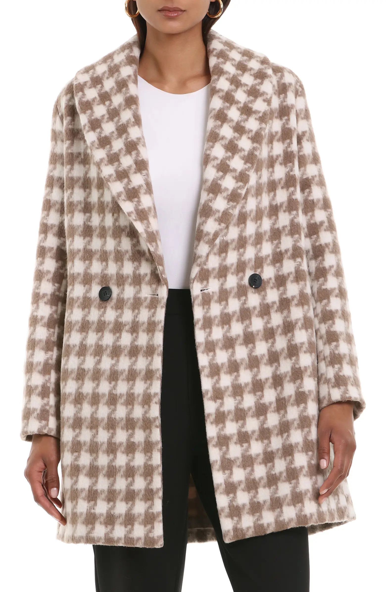 Plaid Shawl Collar Peacoat | Nordstrom
