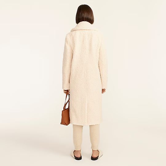 Double-breasted teddy sherpa topcoat | J.Crew US