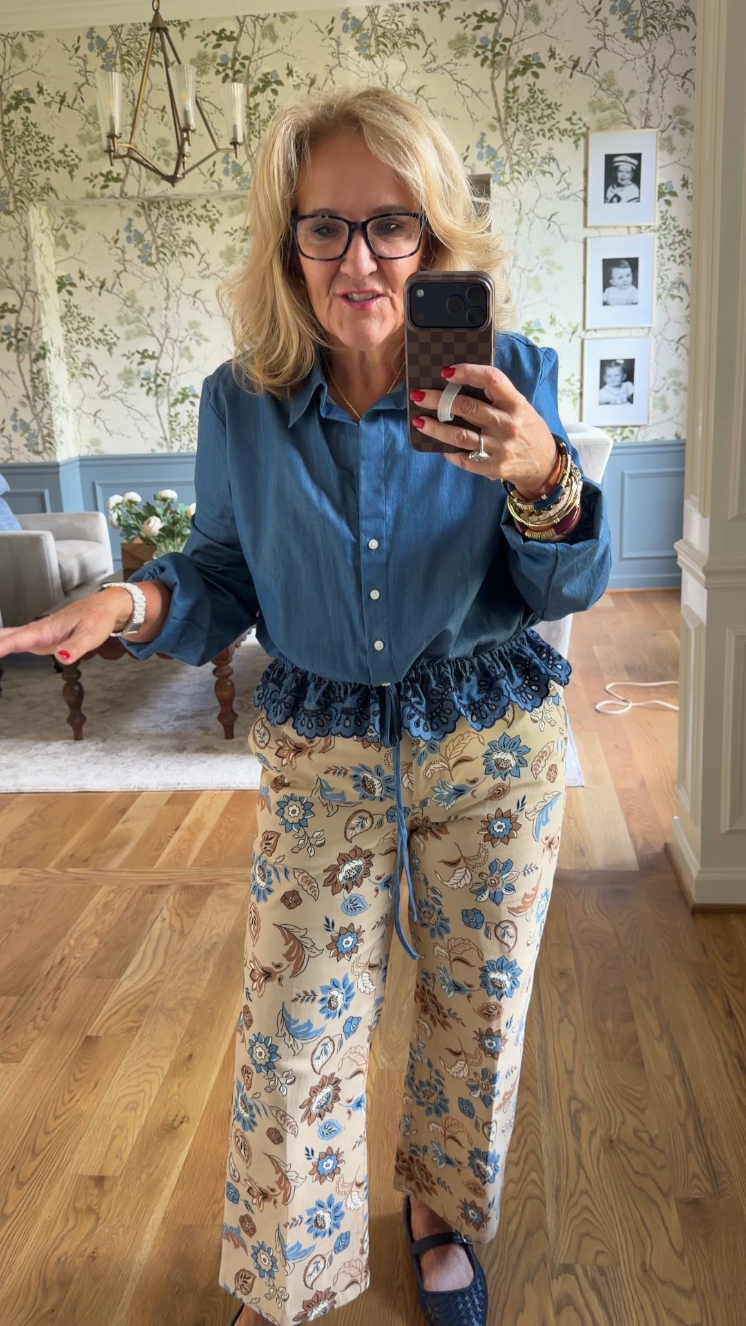 Top size med 
Pants size 8 petite 
20% off bracelets code NANETTE20
Shoes tts

#LTKOver40 #LTKootd #LTKSaleAlert