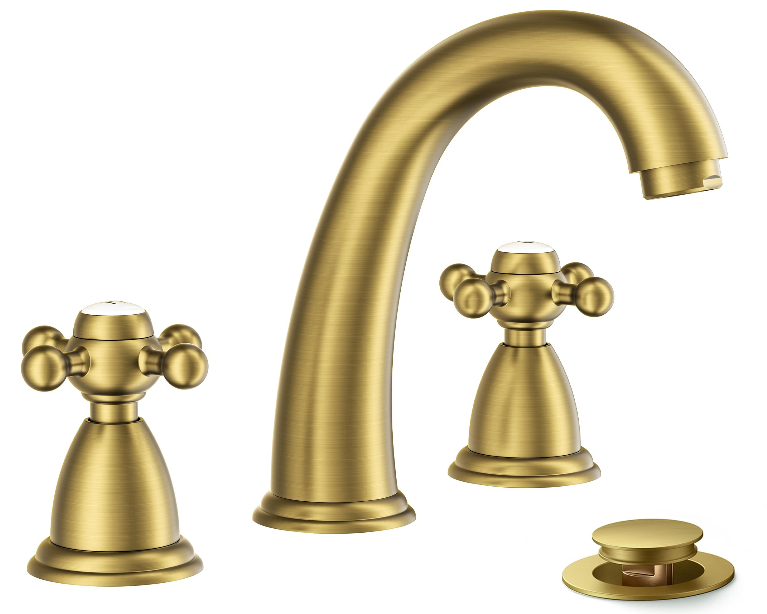 FORIOUS Brushed Gold Bathroom Faucet, Bathroom Sink Faucet 3 Hole with Pop Up Drain and Water Hos... | Amazon (US)